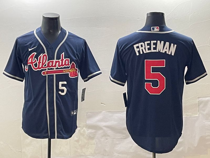 Men Atlanta Braves 5 Freeman Blue Game 2025 Nike MLB Jersey style 3